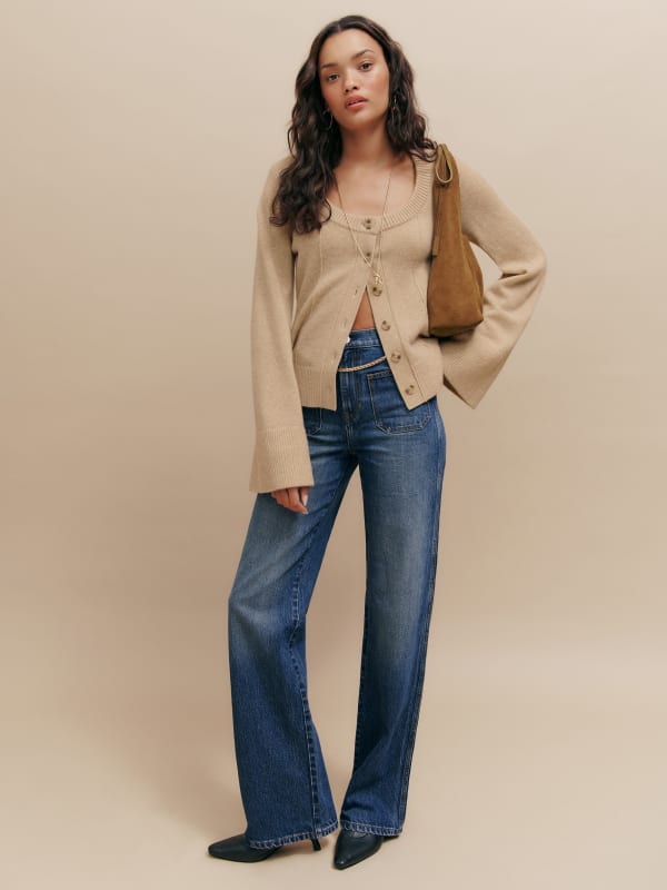 Alyssa High Rise Wide Leg Long Jeans - Mellusine